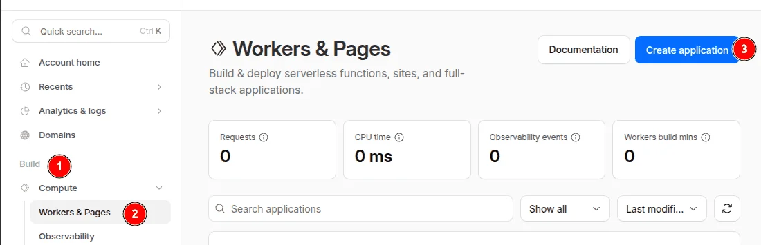 Create Cloudflare Pages Application