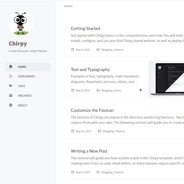 Chirpy Theme Demo Screenshot